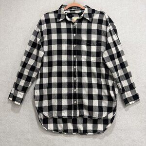 Maeve By Anthropologie Shirt Womens Small Black White Buffalo Check Tunic Top